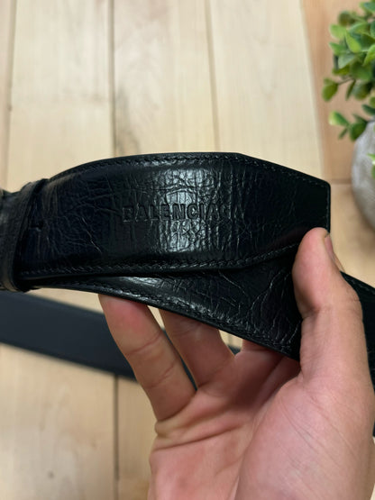 Balenciaga ‘Monaco’ Double B Black Leather Belt