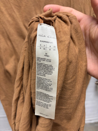 AW2021 Rick Owens ‘Gethsemane’ Double Layered ‘Honey’ Long Sleeve Cotton T-Shirt