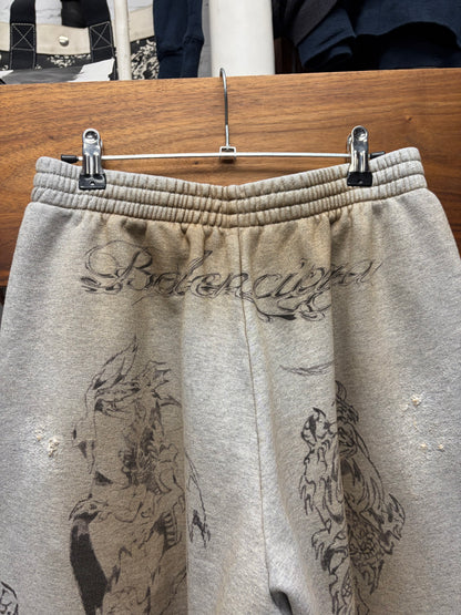 SS2024 Balenciaga ‘Tattoo’ Grey Dirt Washed Baggy Sweatpants