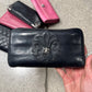 Chrome Hearts ‘Fleur Cross’ Black Calfskin Leather Long Wallet