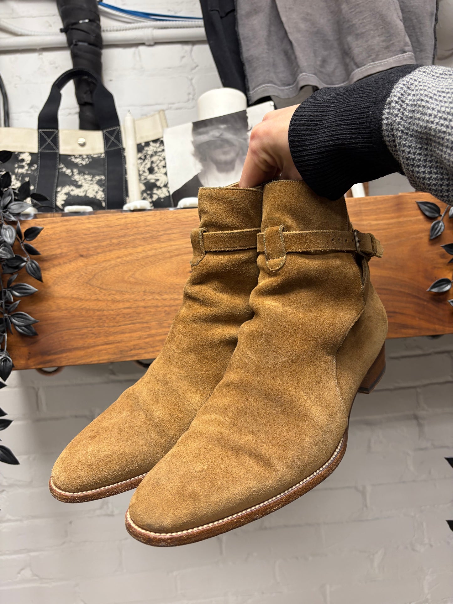 Saint Laurent ‘Wyatt Jodhpur’ Brown Suede Pointed Toe Boots