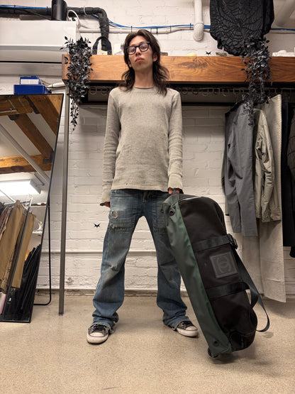 Vintage Chanel Black/Green Canvas Massive Roller Travel Bag