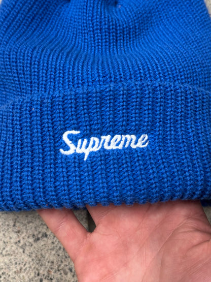 Supreme ‘Cursive’ Ribbed Blue/White Beanie
