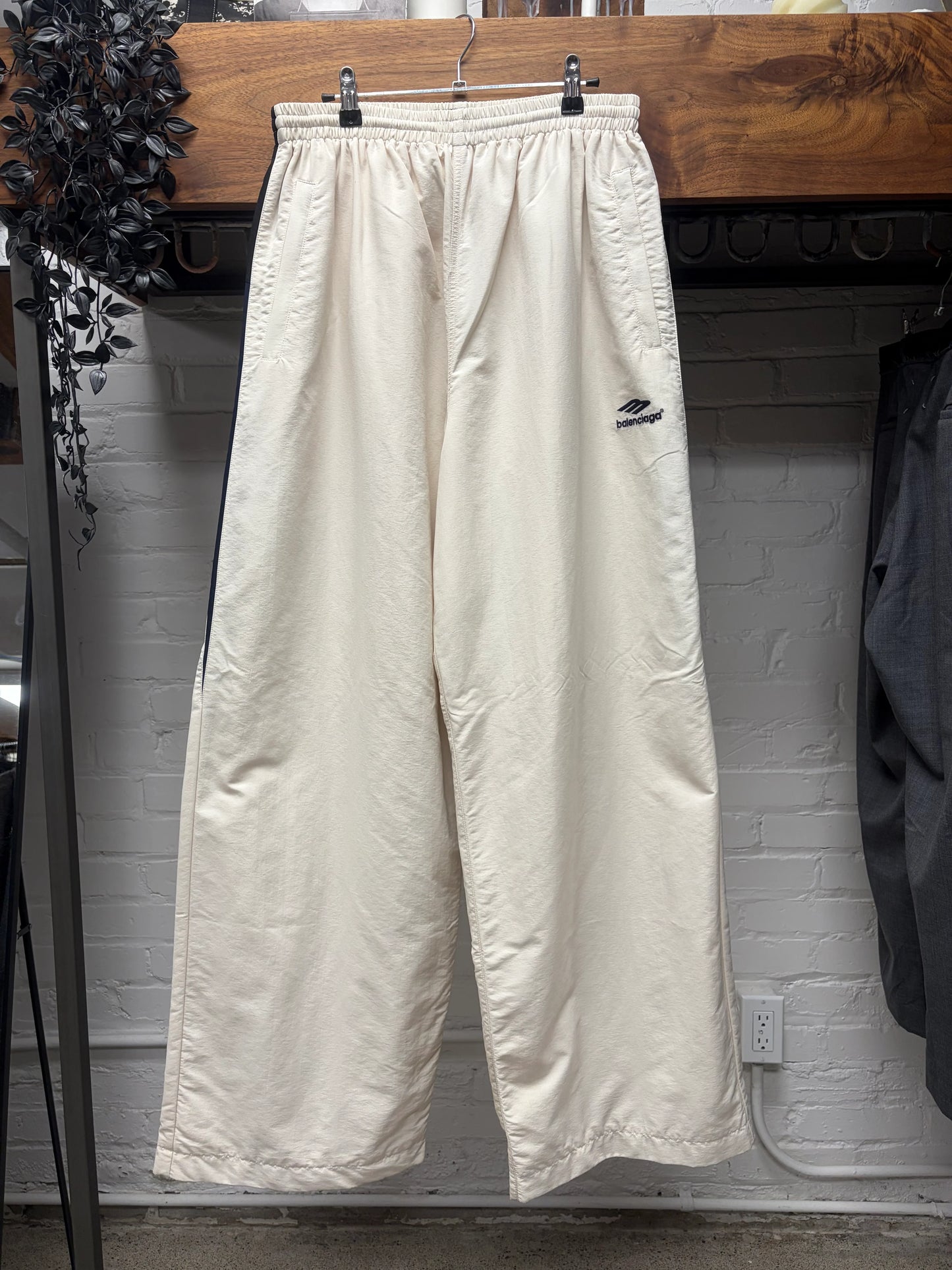 Balenciaga ‘3B Sports Logo’ White/Blue Wide Leg Track Pants