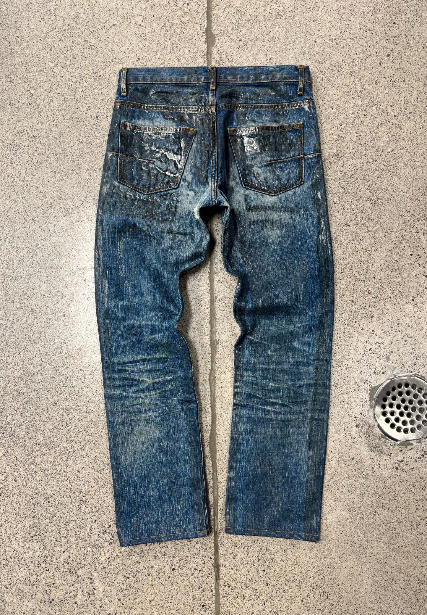 2007 Dior Homme by Hedi Slimane ‘Luster’ Green Waxed Skinny Denim