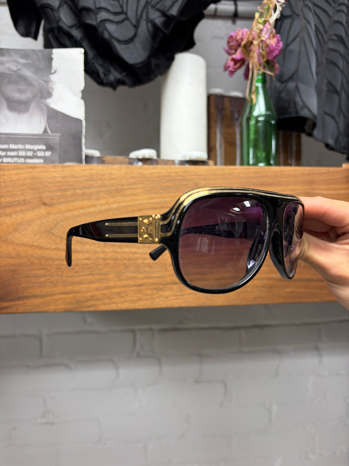 2004 Louis Vuitton ‘Millionaire’ 1.0 Black/Gold Monogram Aviator Sunglasses