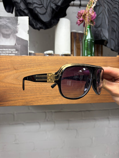 2004 Louis Vuitton ‘Millionaire’ 1.0 Black/Gold Monogram Aviator Sunglasses