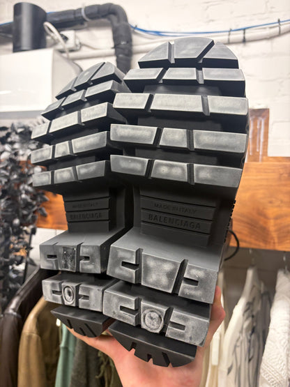 Balenciaga ‘Bulldozer’ Distressed Leather Platform Sole Combat Boots
