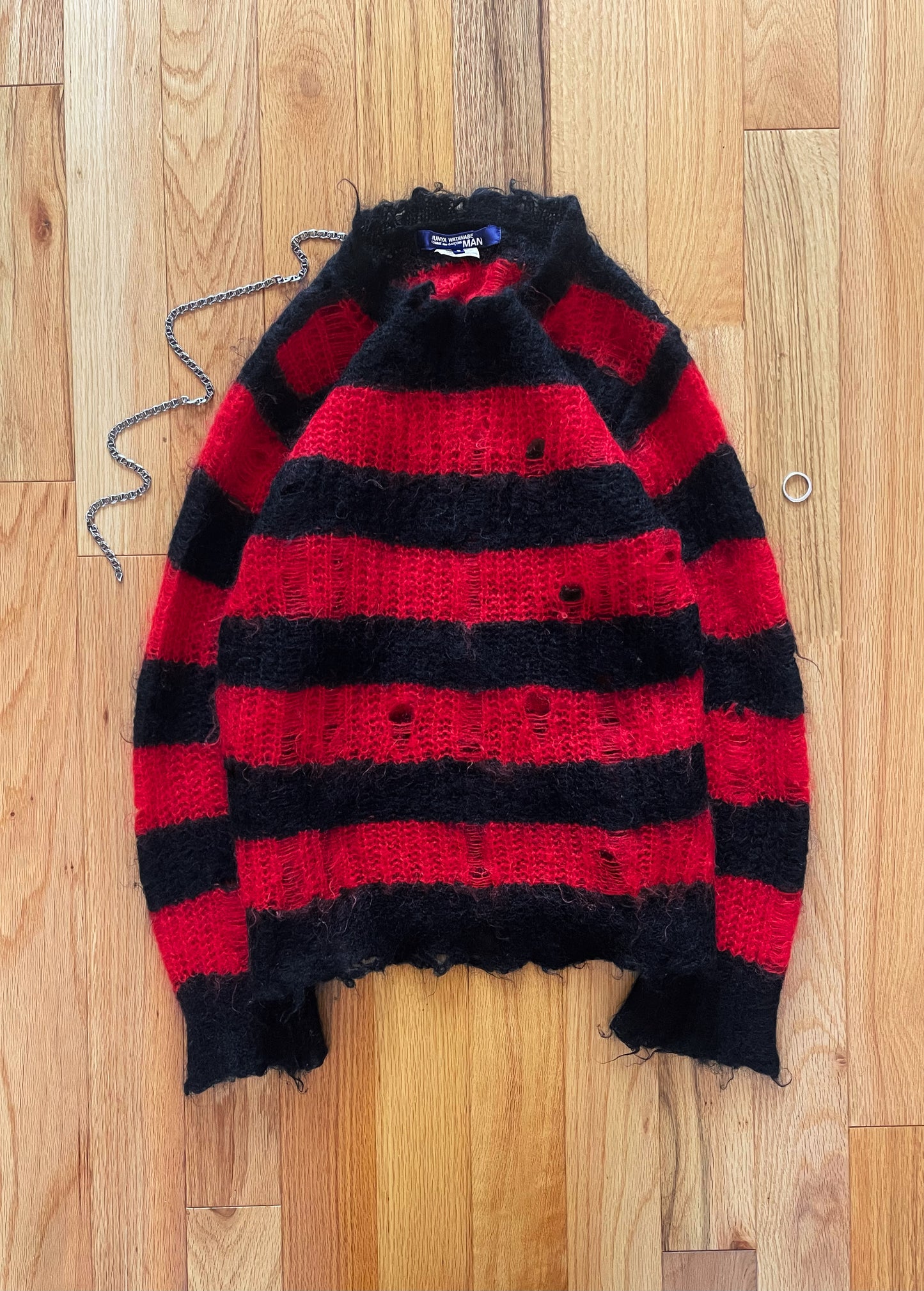 Autumn Winter 2014 Junya Watanabe Loose Gauge Striped Mohair Sweater