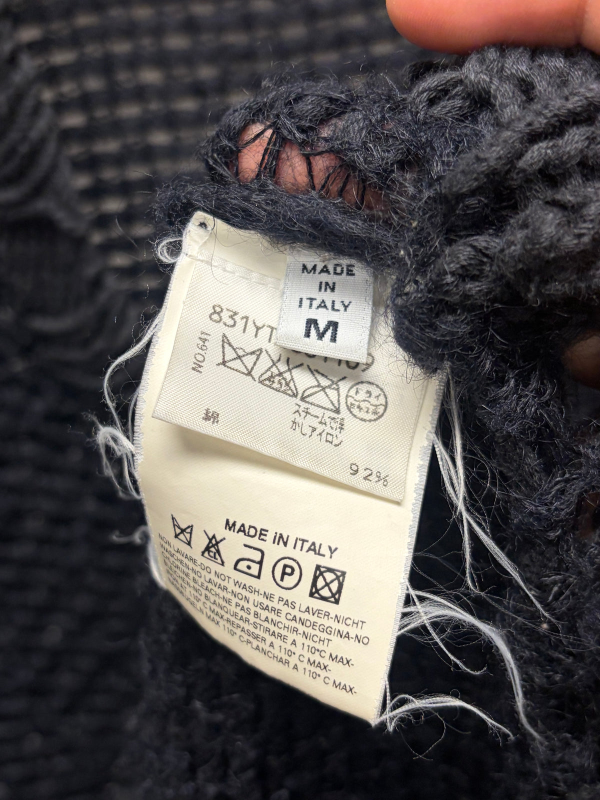 AW2003 Maison Martin Margiela ‘Big Button’ Distressed Sleeveless Cardigan