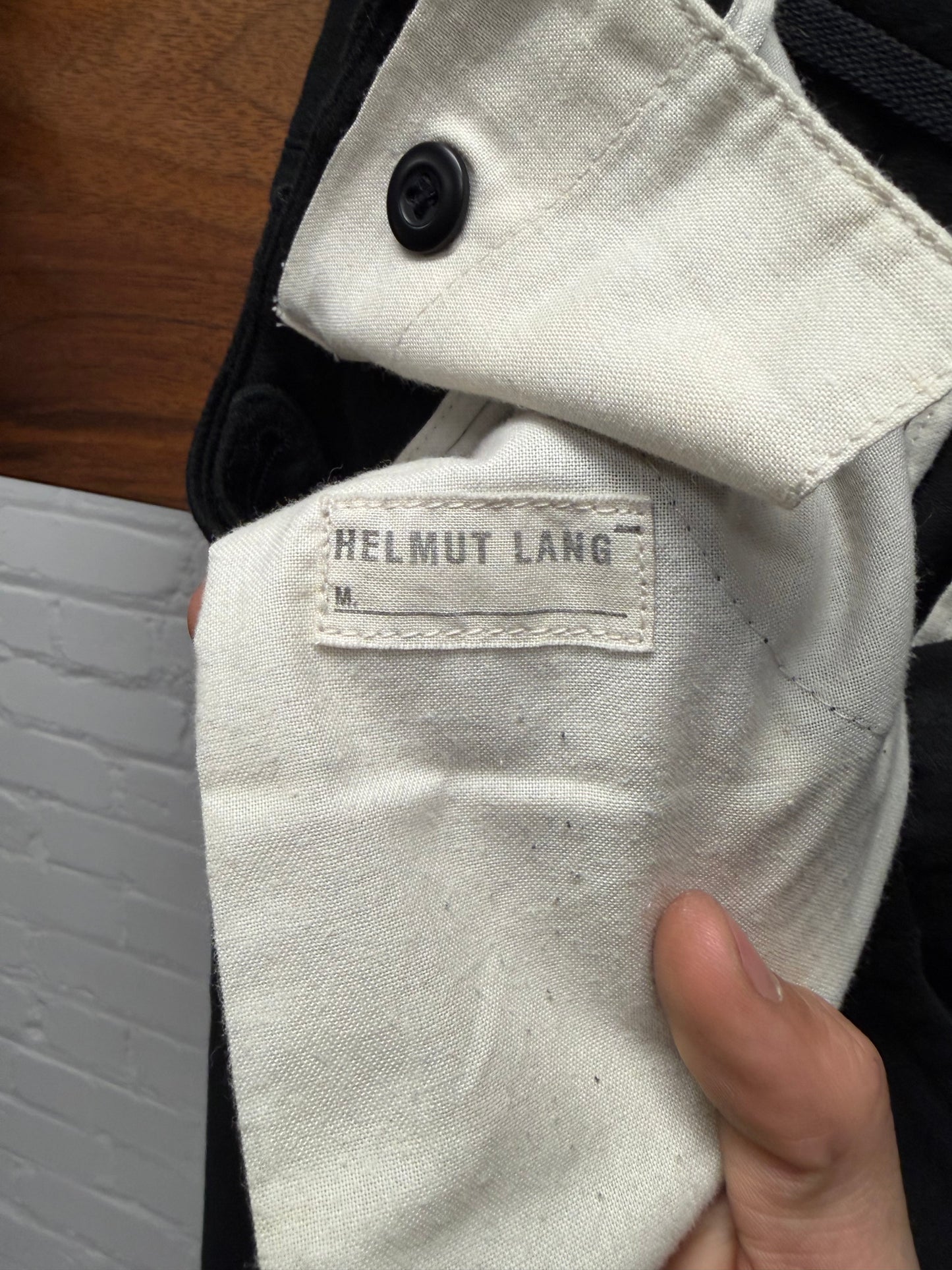 Helmut Lang Black Wool ‘Biker’ Black Slim Cut Trousers