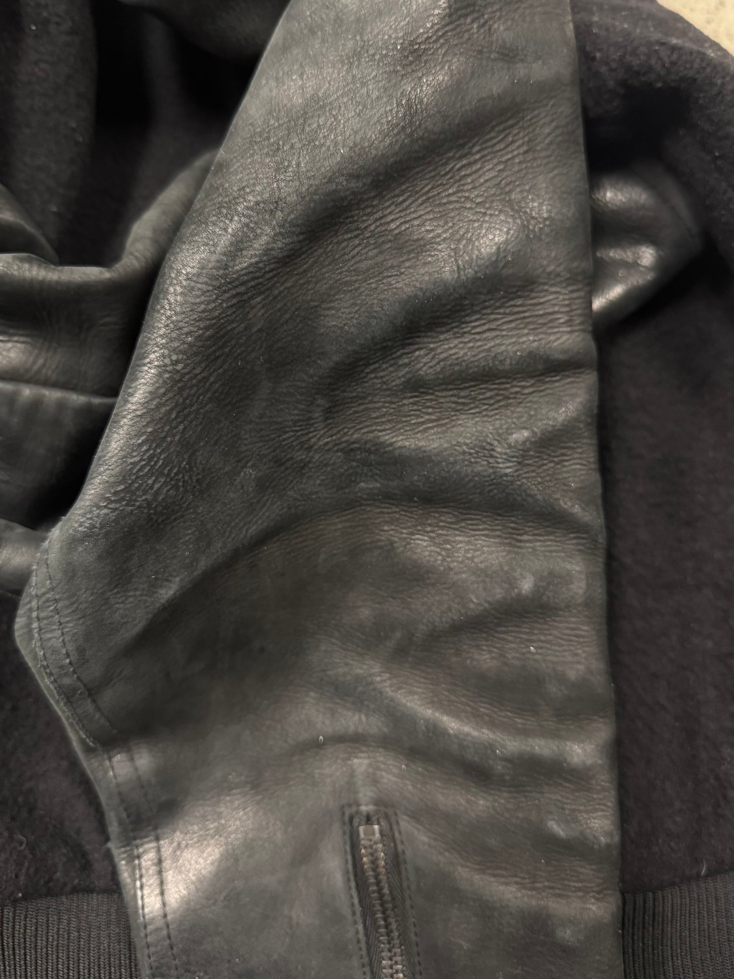 Alexander Wang Black Leather/Wool Hybrid Bomber Jacket