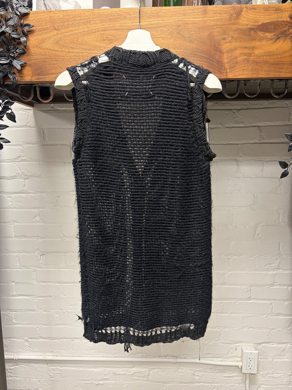 AW2003 Maison Martin Margiela ‘Big Button’ Distressed Sleeveless Cardigan
