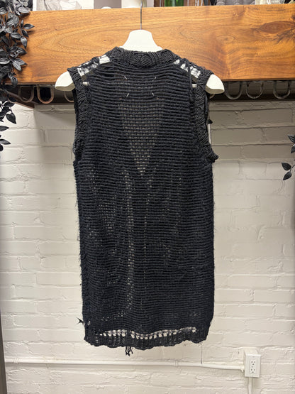 AW2003 Maison Martin Margiela ‘Big Button’ Distressed Sleeveless Cardigan