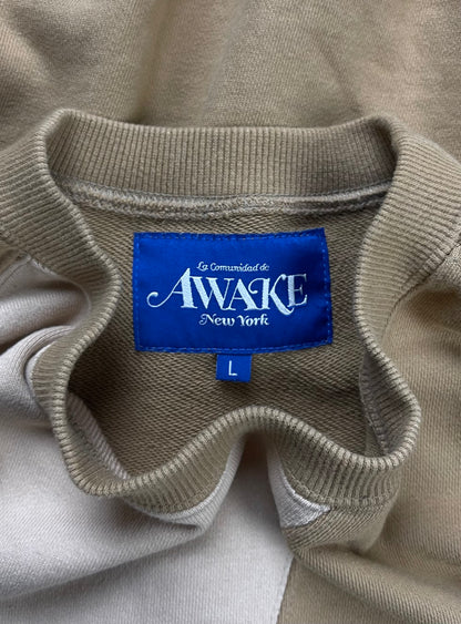 Awake NYC Two Tone Brown Chest Logo Sweatshirt
