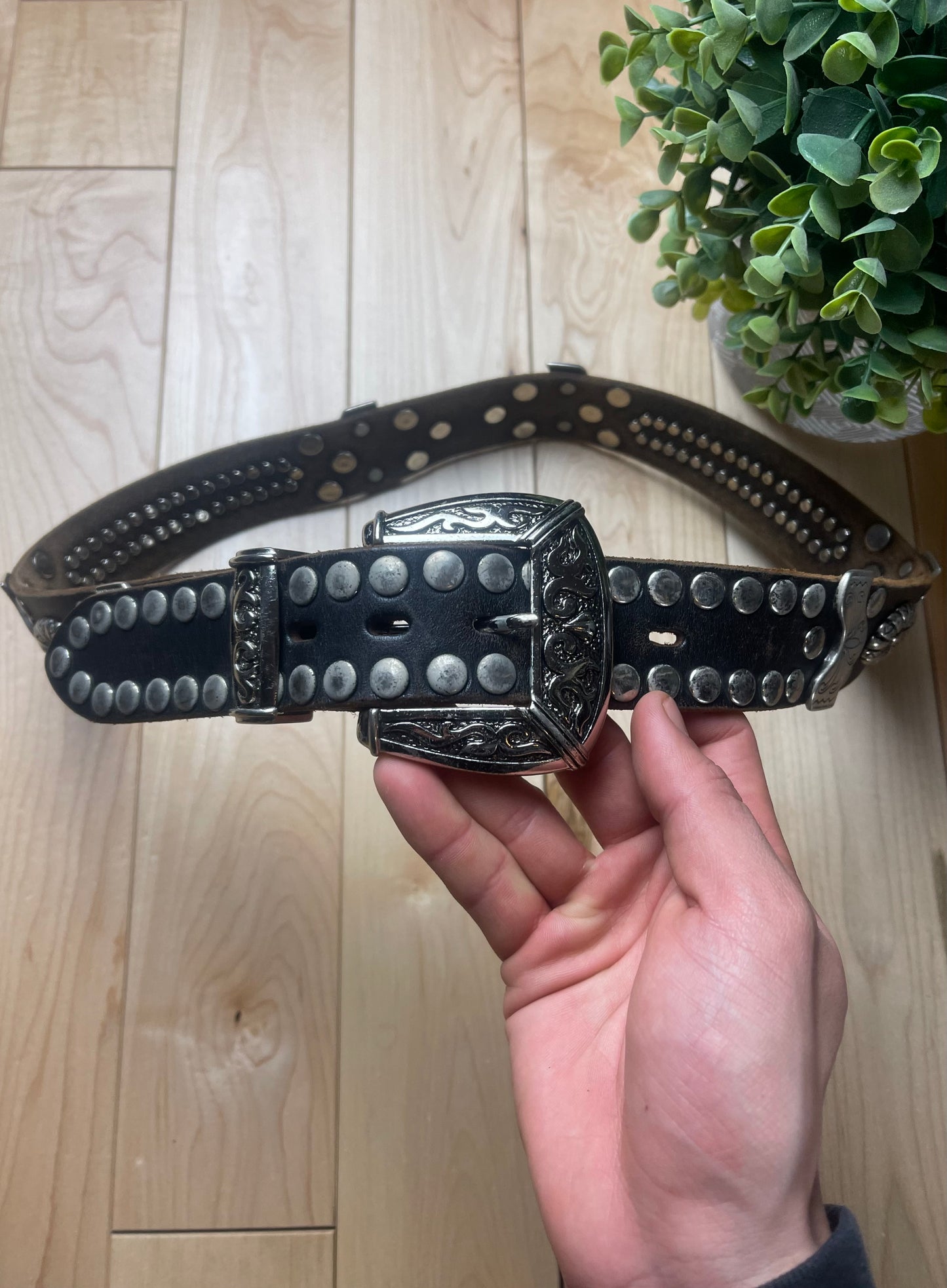 Tornado Mart Studded Black Leather Belt