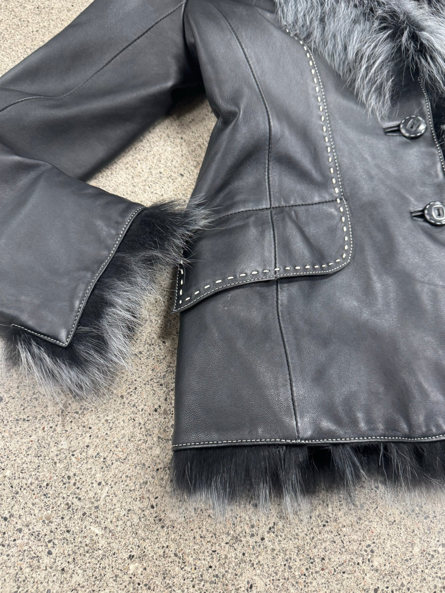 Balmain Genuine Fox Fur Lambskin Leather Jacket