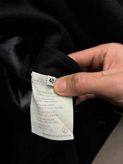 Vintage Helmut Lang Full Length Black Wool Double Breasted Coat