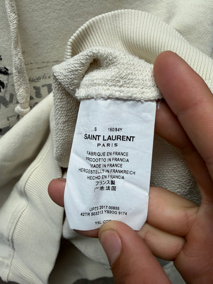 2017 Saint Laurent ‘Waiting for Sunset’ Cream White Hoodie