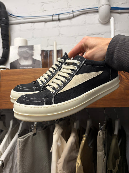 Rick Owens Black/Milk Canvas ‘Vans’ Low Top Sneakers