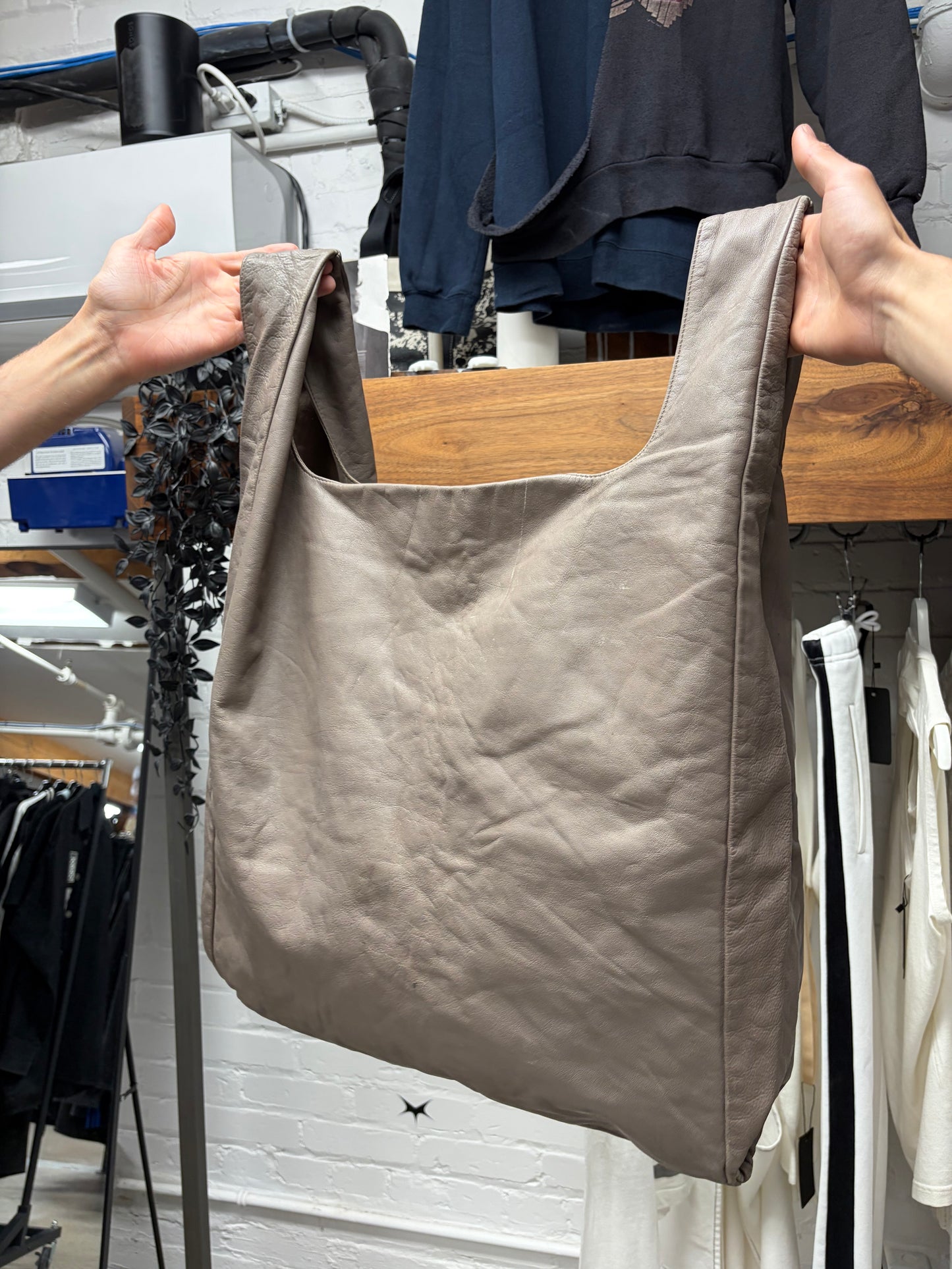 Margiela Brown Leather Oversized Jumbo Shopper/Tote Bag