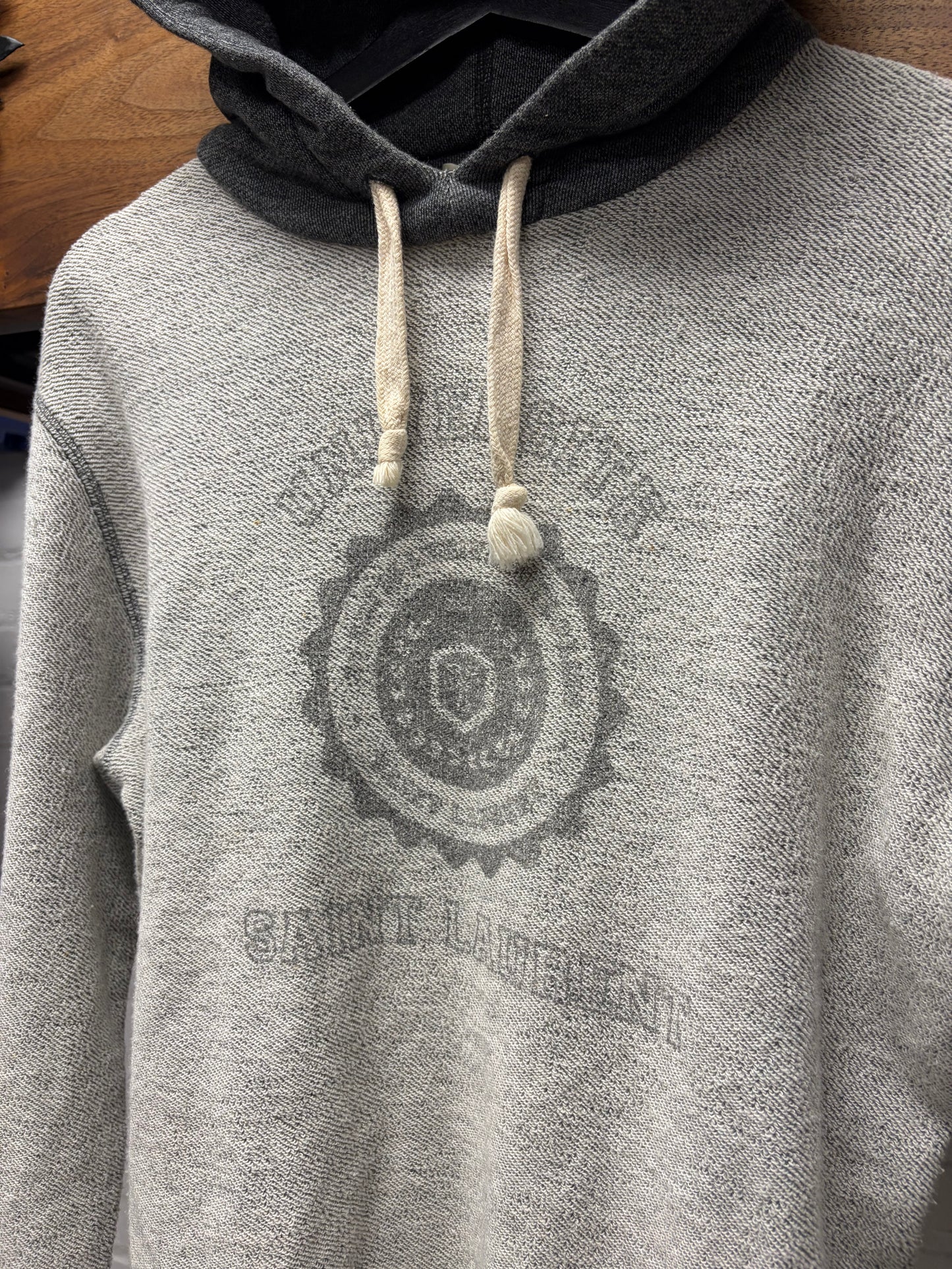 AW2017 Saint Laurent ‘YSL University’ Grey Pullover Hoodie