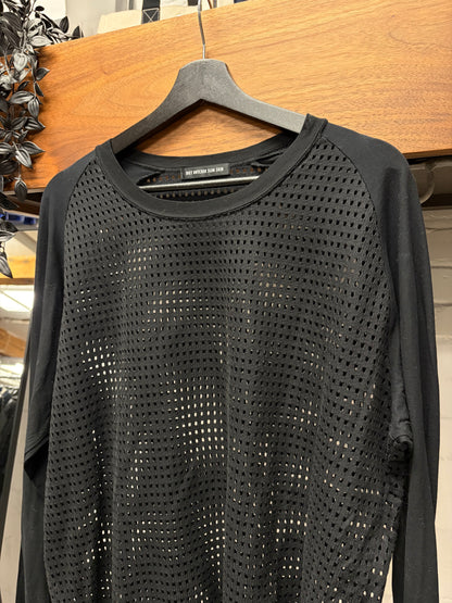 Diet Butcher Slim Skin Perforated Laser Cut Black Cotton Long Sleeve Shirt