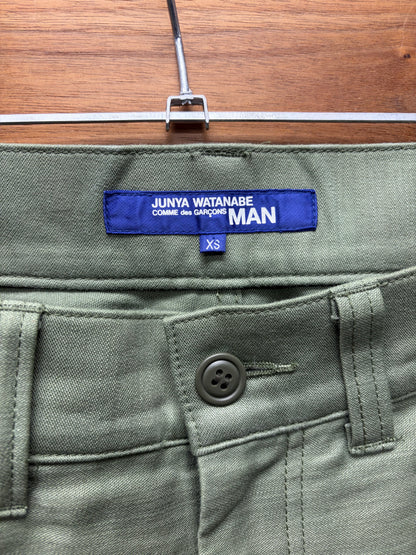 2019 Junya Watanabe ‘Buckleback’ Green Wide Leg Denim