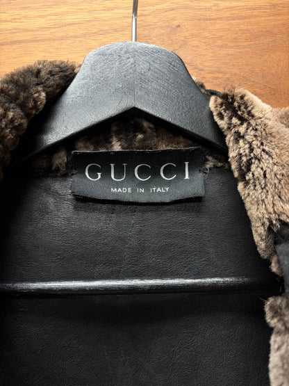 Vintage Gucci Mink Fur/Raw Leather ‘Horn Button’ Jacket With Unfinished Hems