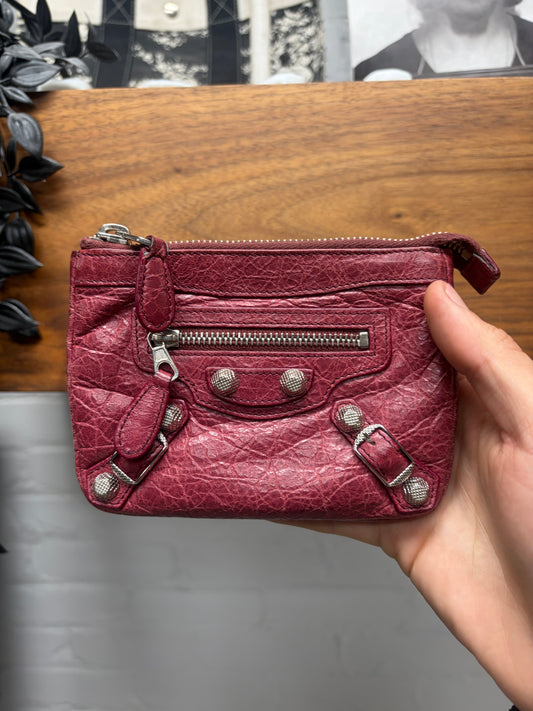 Balenciaga ‘Giant 12’ Clay Red Flat Leather Mini Clutch