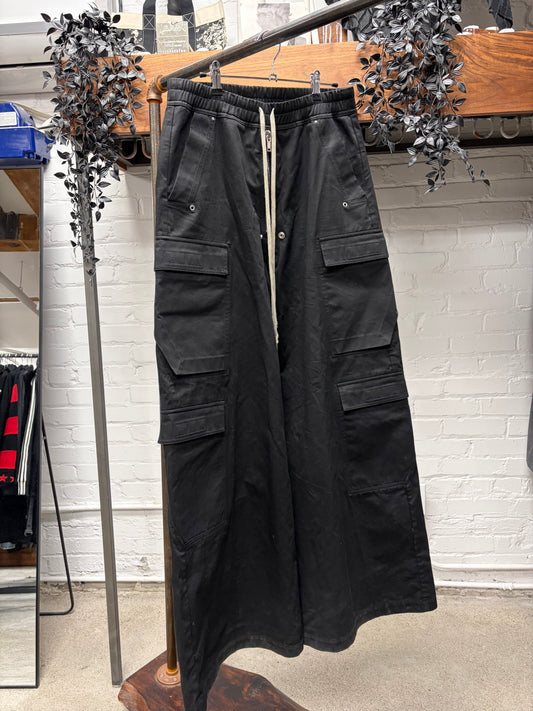Rick Owens DRKSHDW ‘Cargo Bela’ Black Wide Leg Drawstring Pants