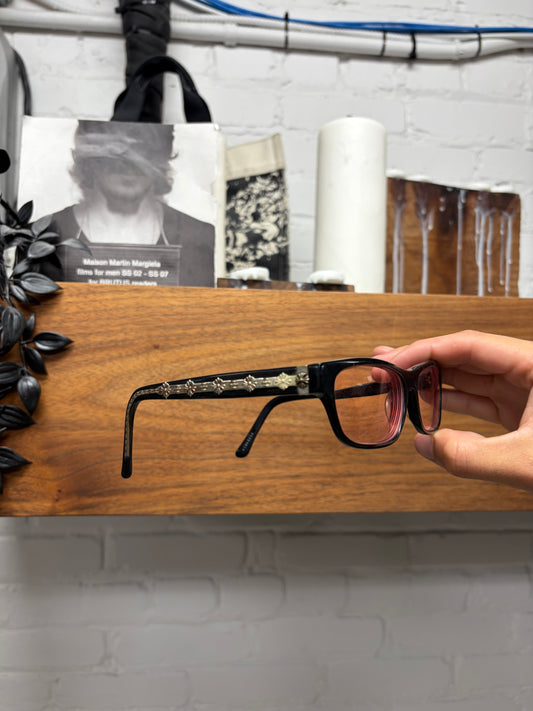 Chrome Hearts ‘Drop Box K’ Black Rectangular Frame Prescription Glasses
