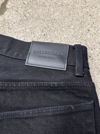 AW2022 Balenciaga Japanese Organic Black Baggy Denim