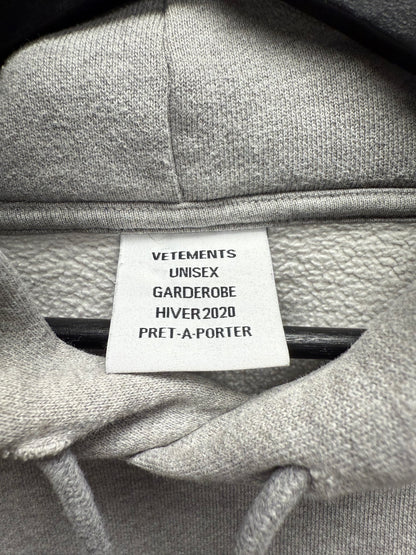 AW2020 Vetements ‘Work in Progress’ Grey Pullover Hoodie