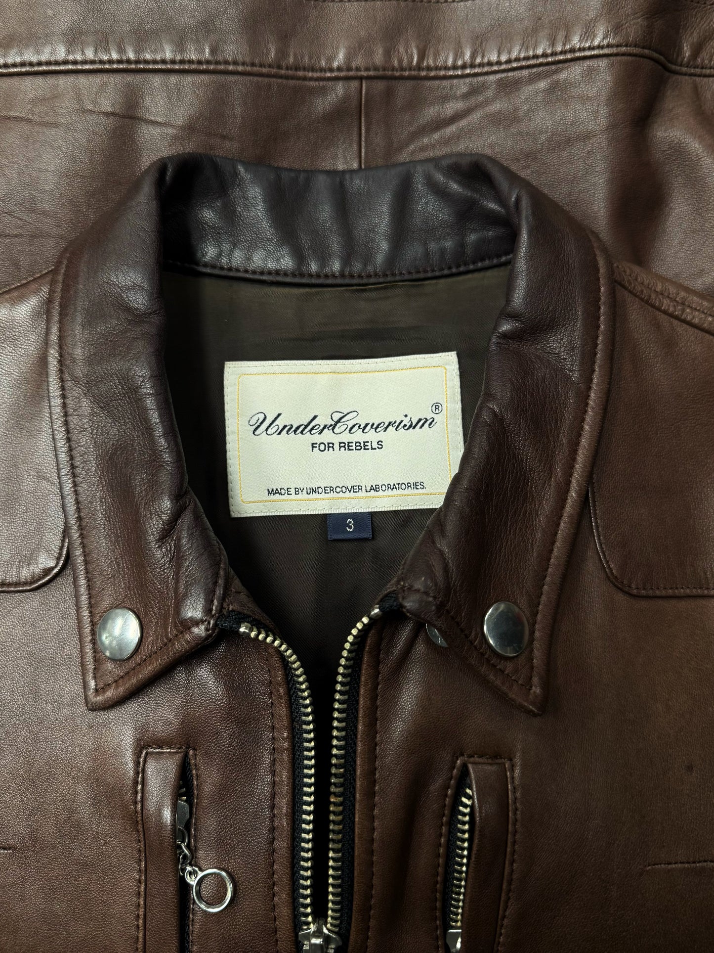 AW2007 Undercover Brown Lambskin Leather Worker’s Jacket