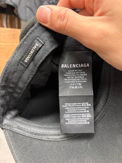 Balenciaga ‘Metal Logo’ Embroidered Black Baseball Cap