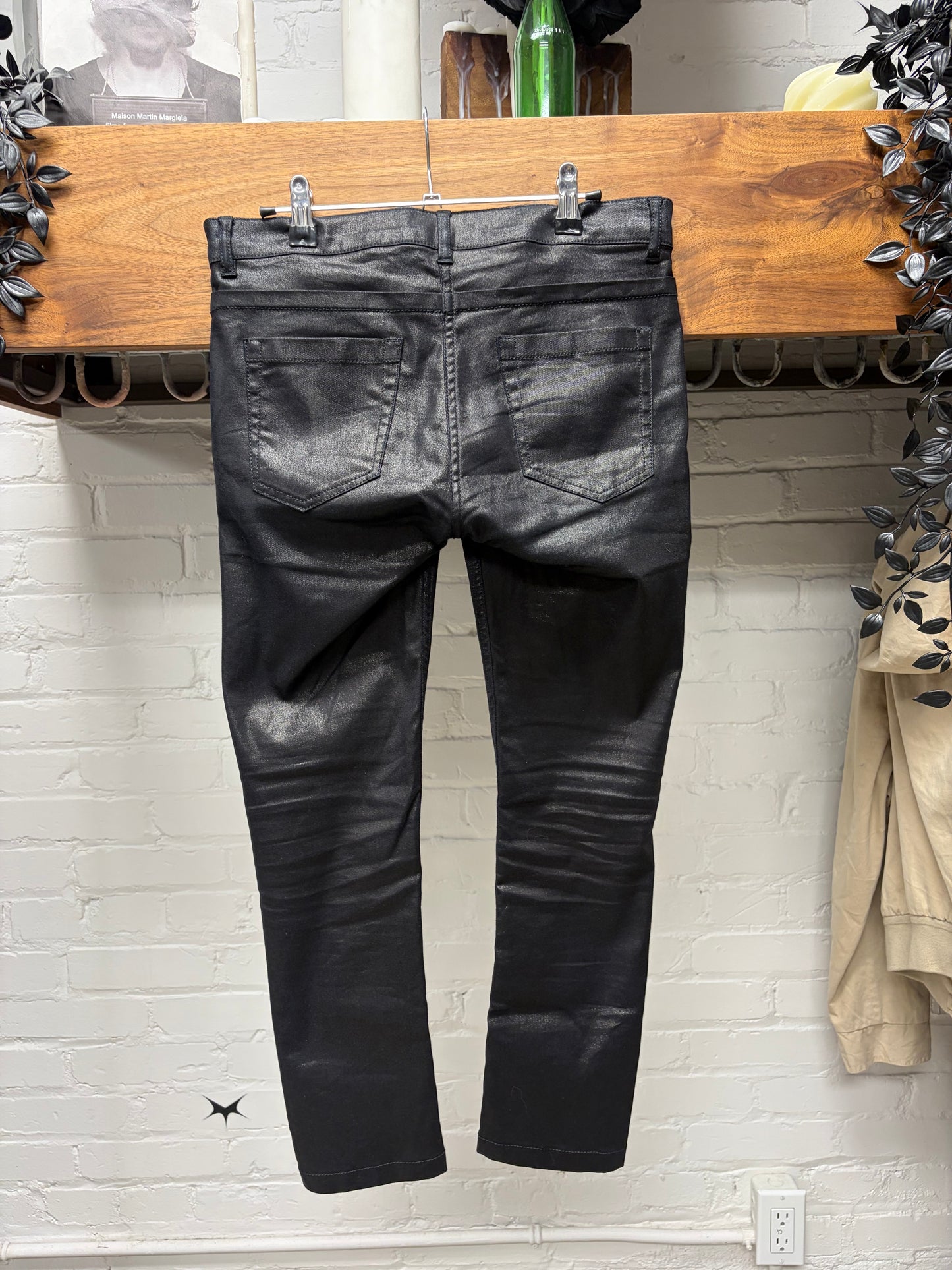 Ann Demeulemeester Waxed Black Low Rise Pants