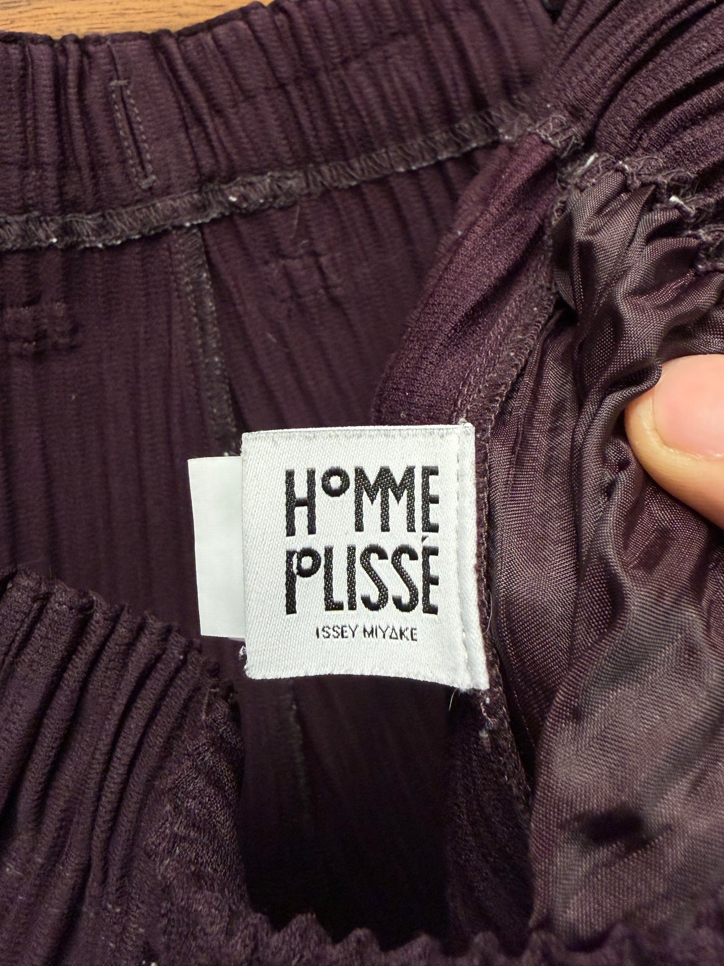 Issey Miyake Homme Plisse Pleated Burgundy Wide Leg Pants