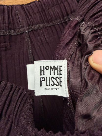 Issey Miyake Homme Plisse Pleated Burgundy Wide Leg Pants