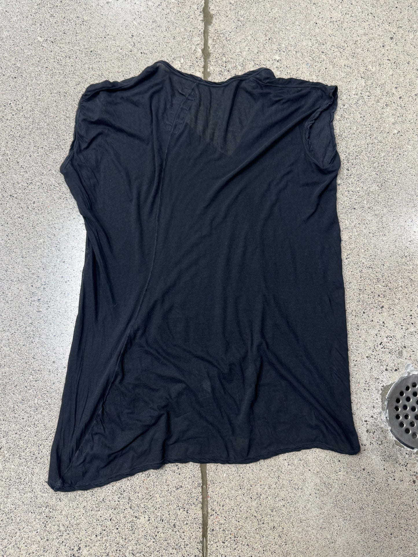 Rick Owens DRKSHDW ‘Baseball Collar’ Black Sleeveless Top