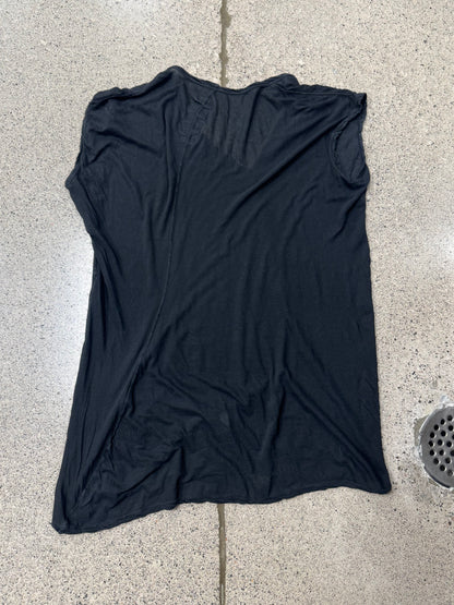 Rick Owens DRKSHDW ‘Baseball Collar’ Black Sleeveless Top