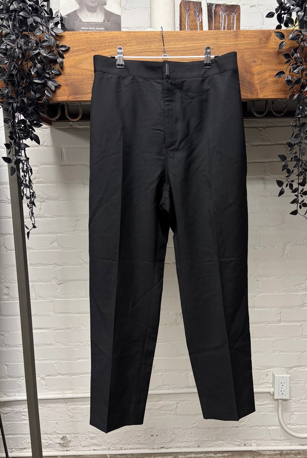 Givenchy by MMW Elasticated Waistband Black Pleated Straight Leg Trousers