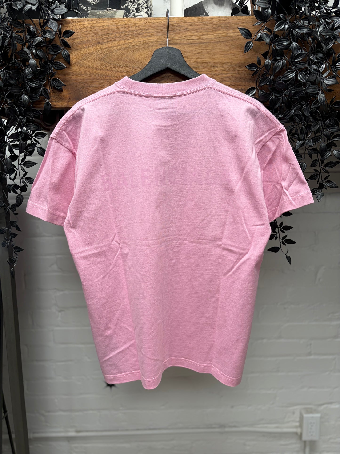 2021 Balenciaga Pink ‘Script Logo’ Oversized Cotton T-Shirt