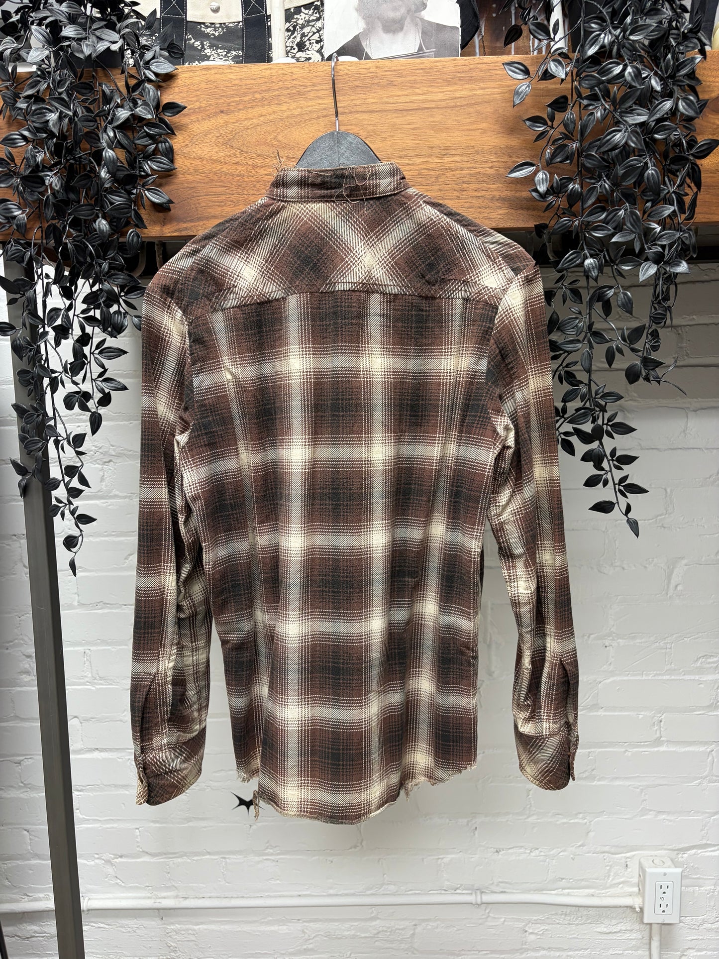 AW2005 Number (N)ine ‘The High Streets’ Raw Hem Mandarin Collar Flannel