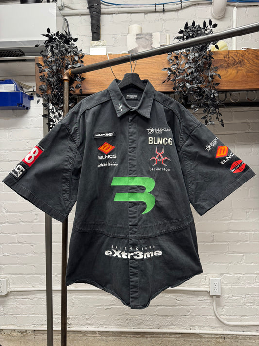 AW2021 Balenciaga ‘Gamer’ Embroidered Logo Oversized Button Up Shirt