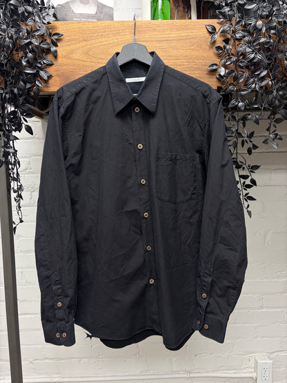 Vintage 90s Helmut Lang Black Button up Shirt with Brown Buttons