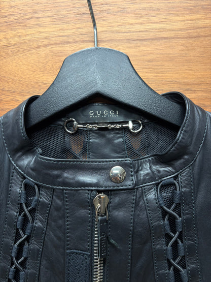 SS2010 Gucci by Frida Giannini Black Lambskin Leather ‘Corset Bondage’ Motorcycle Jacket