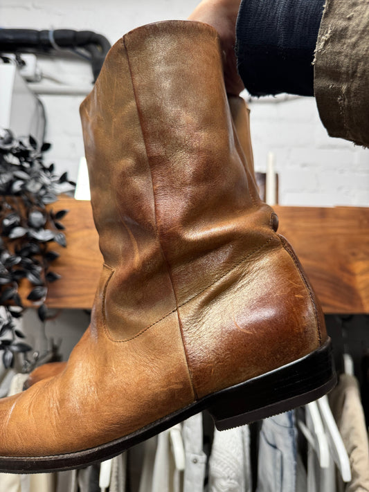 Maison Margiela ‘Pecos’ Natural Brown Patina Pointed Toe Leather Boots