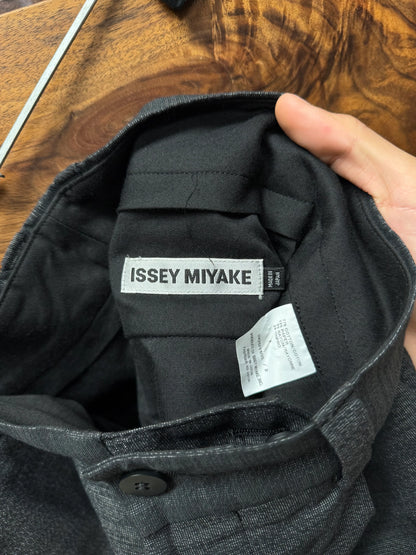 Issey Miyake Flared Leg Black Pleated Trousers