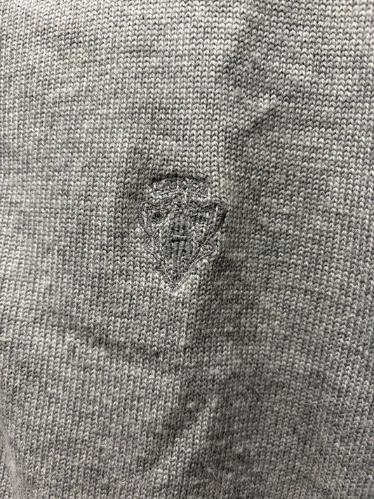 Gucci Embroidered ‘Crest Logo’ Knit Zip-Up Grey Wool Bomber Jacket